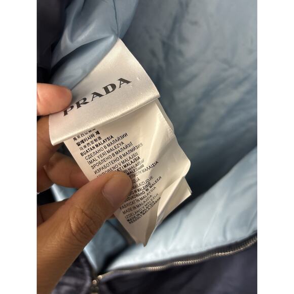 WOMENS PRADA Blue LONG NYLON PARKA HOODED SZ S/M 38 JACKET COAT PUFFY ART 29Y371 - Picture 11 of 11